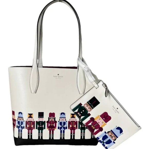kate spade Oh What Fun Nutcracker Small Leather Tote with Zip Wristlet Set NWT - Picture 7 of 7